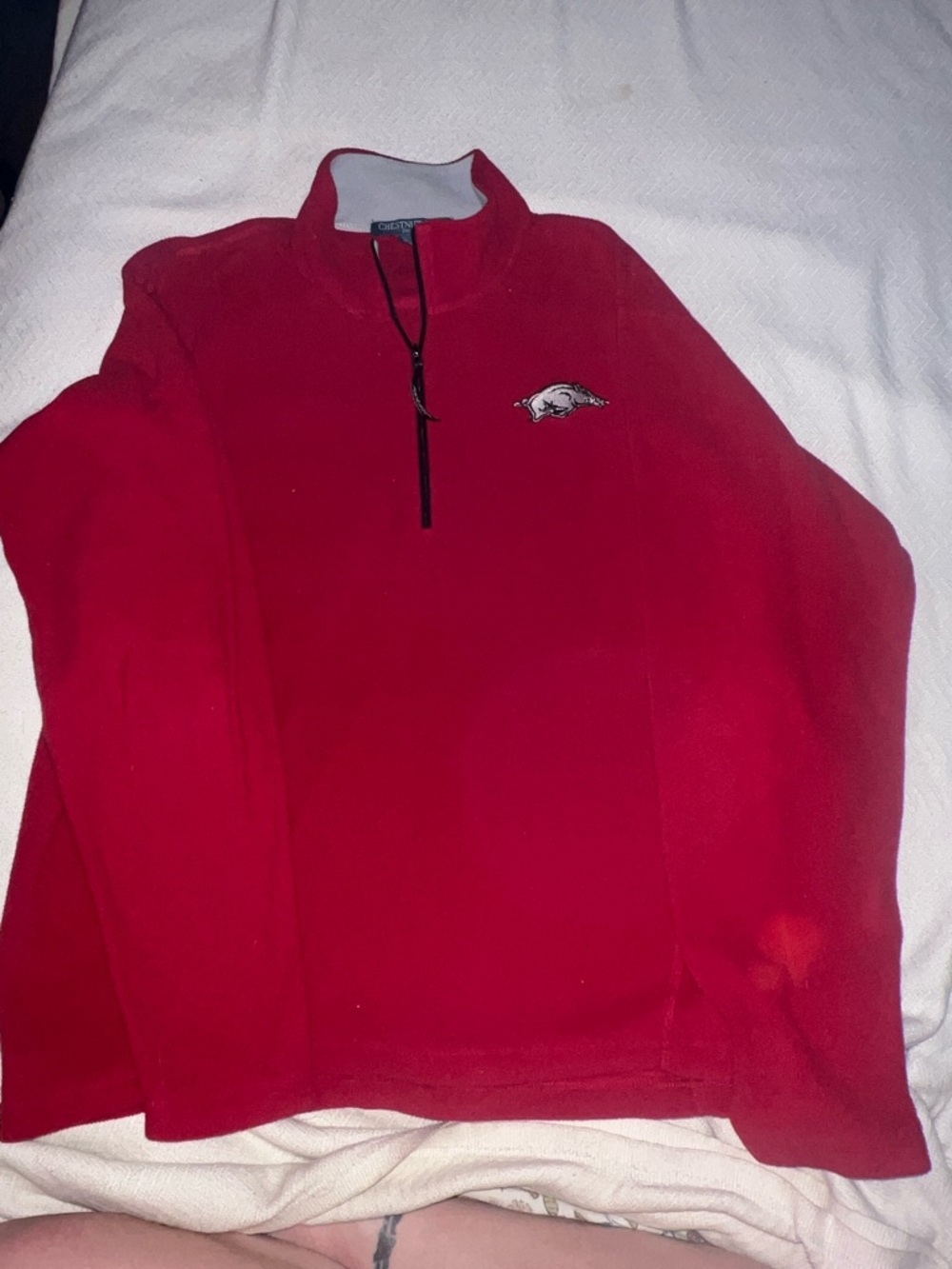 Red Women's Quarter-Zip Jersey with Embroidered Logo